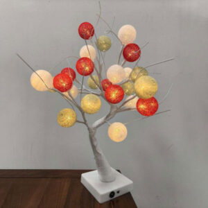 Decorative Cotton Ball Tree LED Table Lamp JH24067