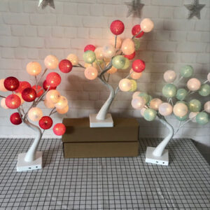Decorative Cotton Ball Tree LED Table Lamp JH72006