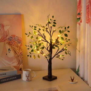 Decorative LED Green Leaf Table Tree Lamp JH72021