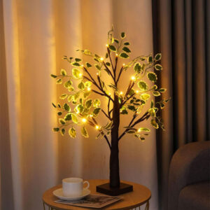 Decorative LED Green Leaf Table Tree Lamp JH72021