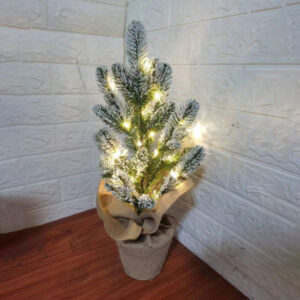 Mini Christmas Tree Snow Flocked Pine LED Lighted JH22059