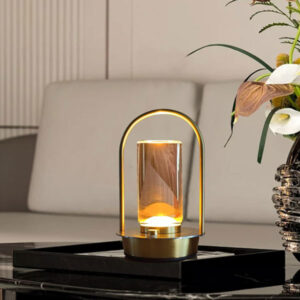 Modern Acrylic LED Table Lamp with Arched Metal Frame-Knob JH241078
