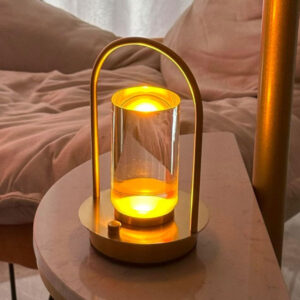 Modern Acrylic LED Table Lamp with Arched Metal Frame-Knob JH241078
